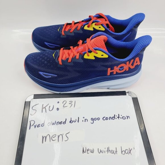 Hoka One One Men's Dazzling Blue Red Clifton 9 Athletic Running Shoes Size 11.5D - Picture 8 of 8